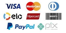 Pague com cartão de crédito, PIX, Paypal, Visa, Mastercard ou Boleto bancário